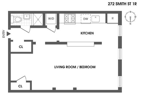Floor plan for studio, 1 bath, 550 sqft